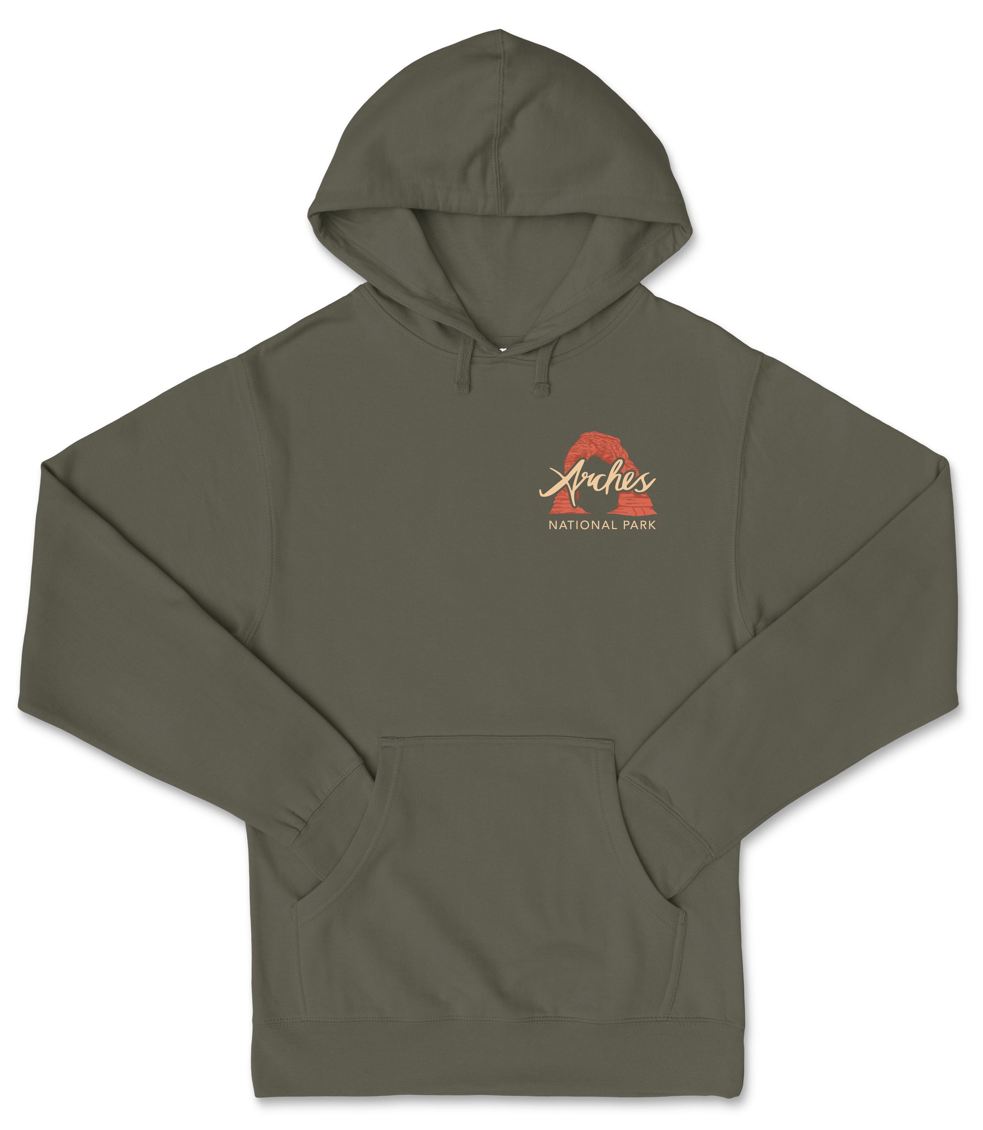 A grey hooded sweatshirt with a logo on the front.